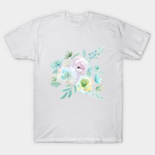 3 abstract flowers watercolor T-Shirt